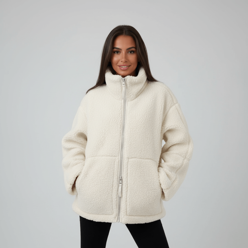 Solid-colored high-neck coats for women in autumn and winter