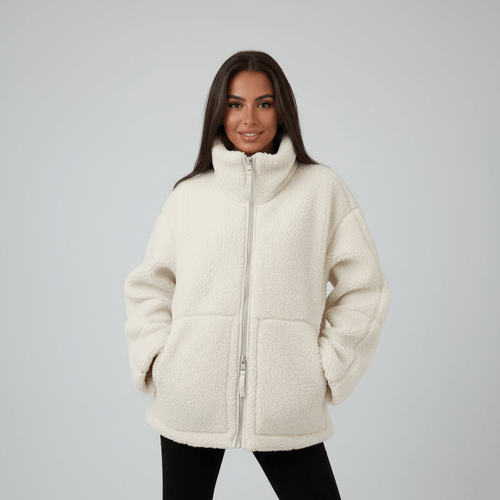 Solid-colored high-neck coats for women in autumn and winter
