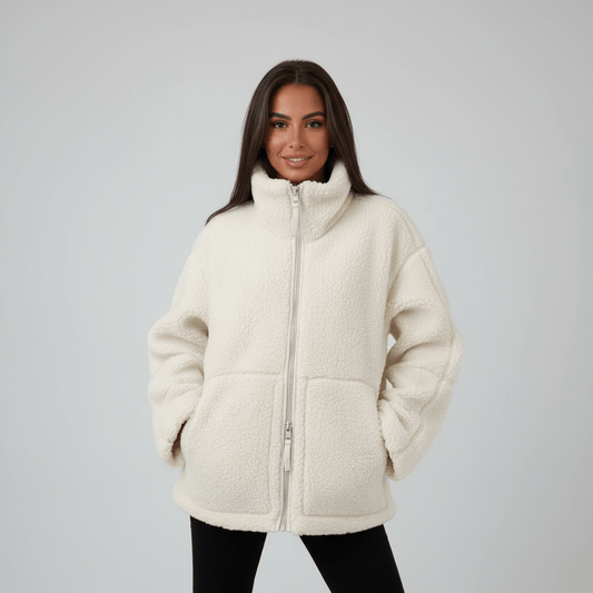 Solid-colored high-neck coats for women in autumn and winter